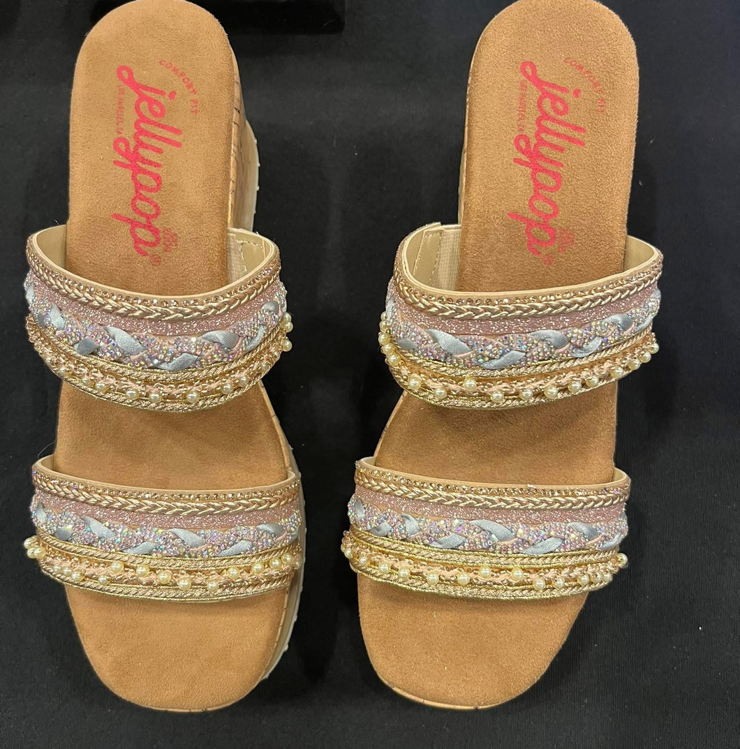 Jelly Pop Gold/Mauve/Blue-Multi Sarita Wedge