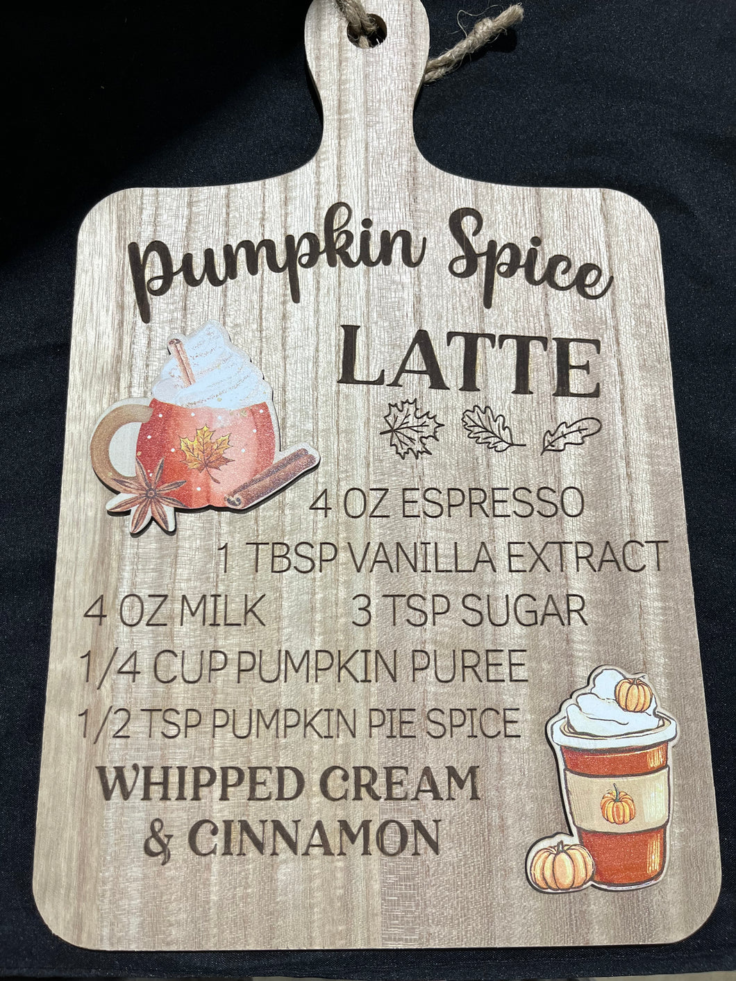 Pumpkin Spice Latte cutting board