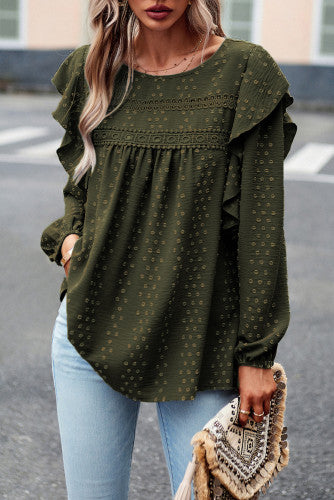 Blacklish Green Lace Eyelet Ruffle