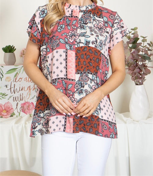 Floral Paisley patches ruffle